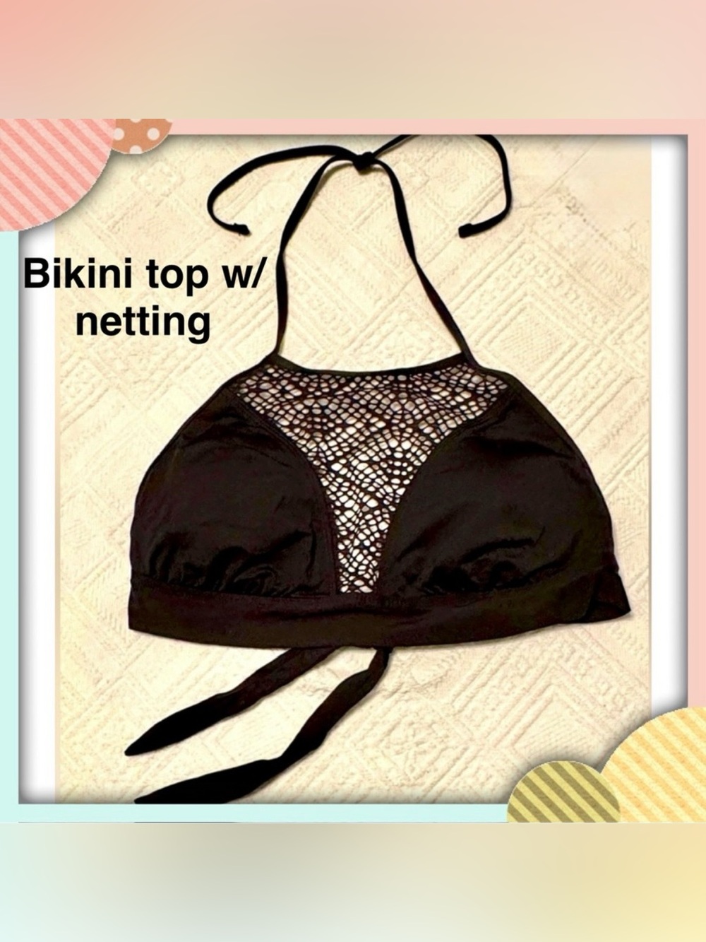Bikini swim top - Mossimo - Large - black - lace netted area in front - great